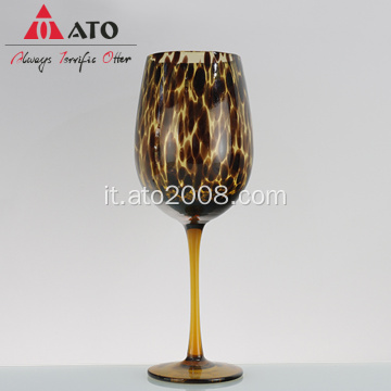 Vetro di vino colorato stampato leopardo in vetro solido